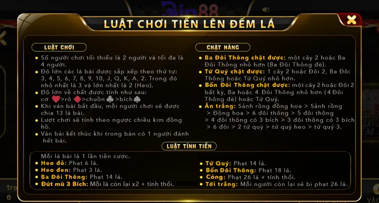 Hướng Dẫn Cách Chơi Tiến Lên Đếm Lá Tại Bin88 Chinh Phục Mọi Thử Thách Đỉnh Cao